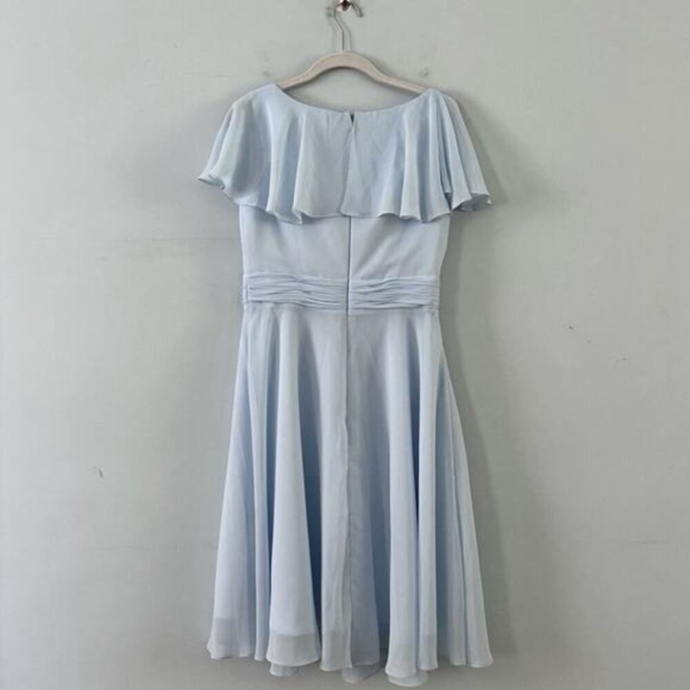 NWT JJ's House Sky Blue A-Line Scoop Pleated Ruffle Chiffon Bridesmaid Dress - Picture 3 of 8